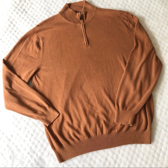 Jos A Bank Rust Cotton 1/4 Zip Long Sleeve Sweater - Picture 6 of 6